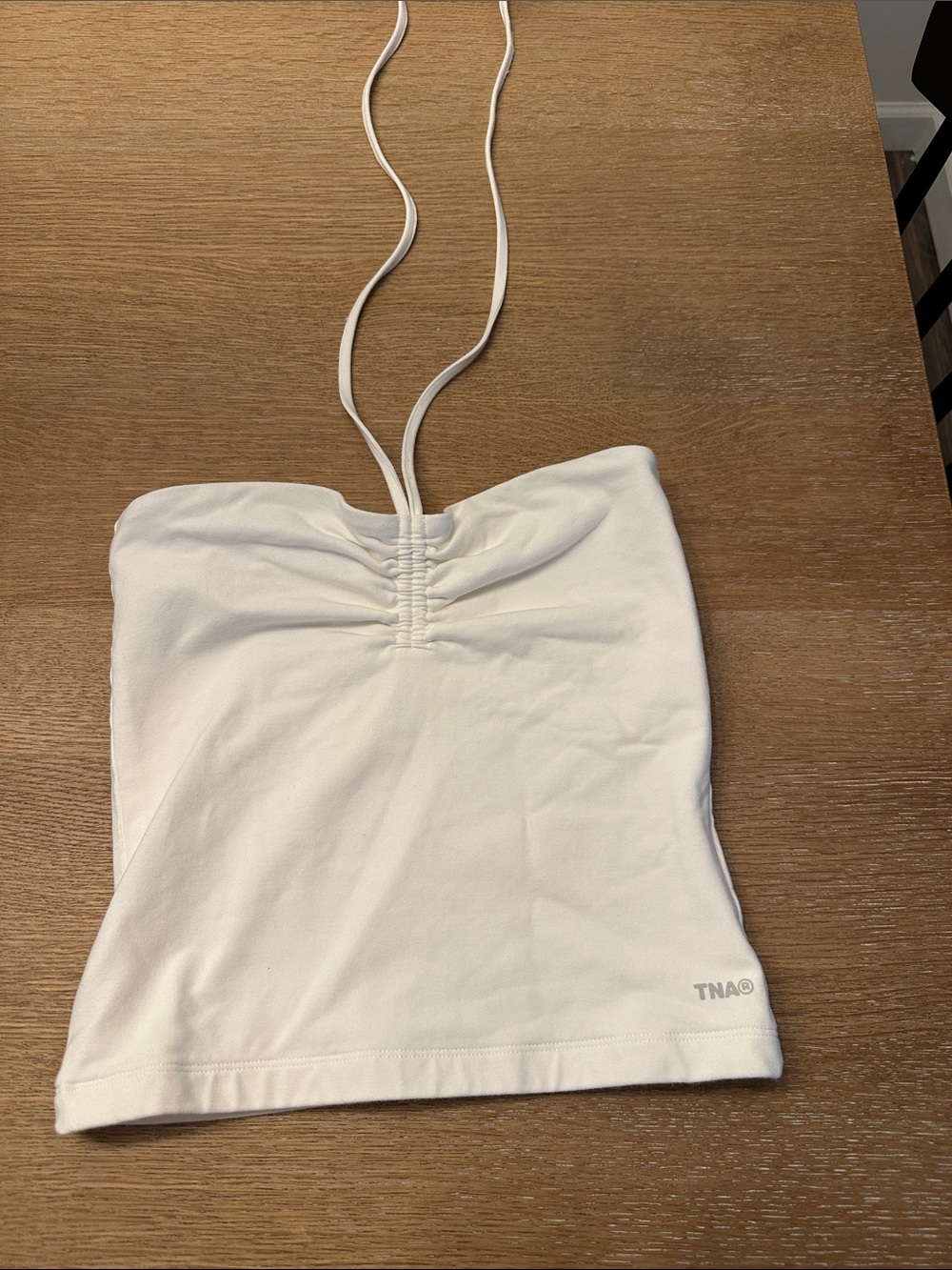 TNA White Ruched Halter Camisole